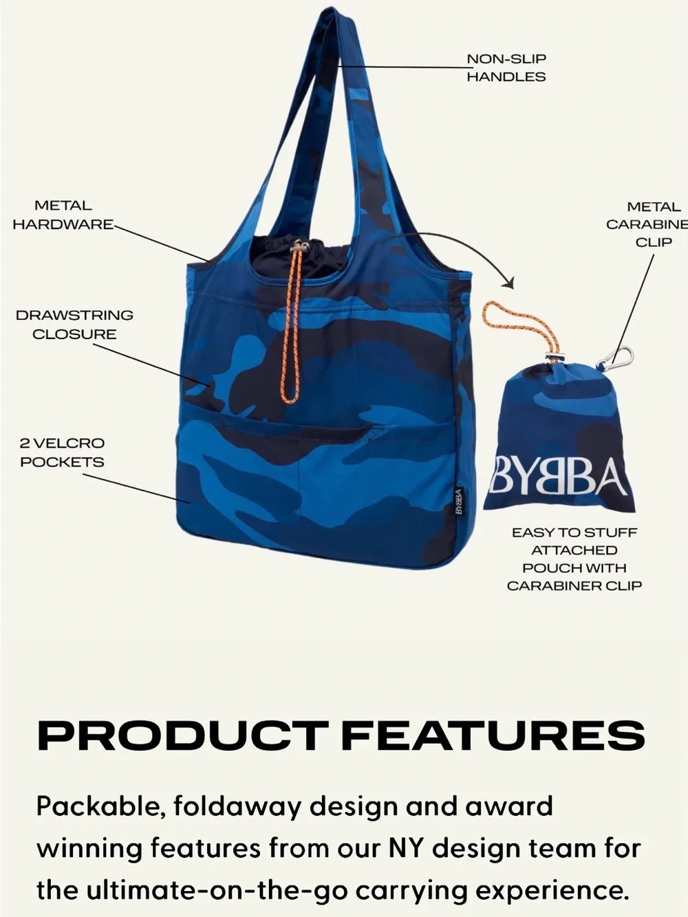 BYBBA the BALOS blue camo tote bag